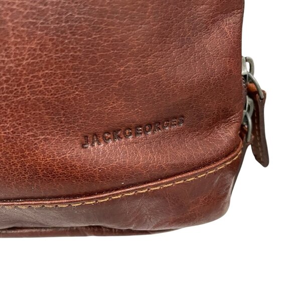 Jack Georges Brown Leather Backpack Sling Bag Crossbody Messenger Retro Office - Picture 5 of 9